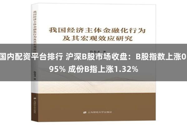 国内配资平台排行 沪深B股市场收盘：B股指数上涨0.95% 成份B指上涨1.32%